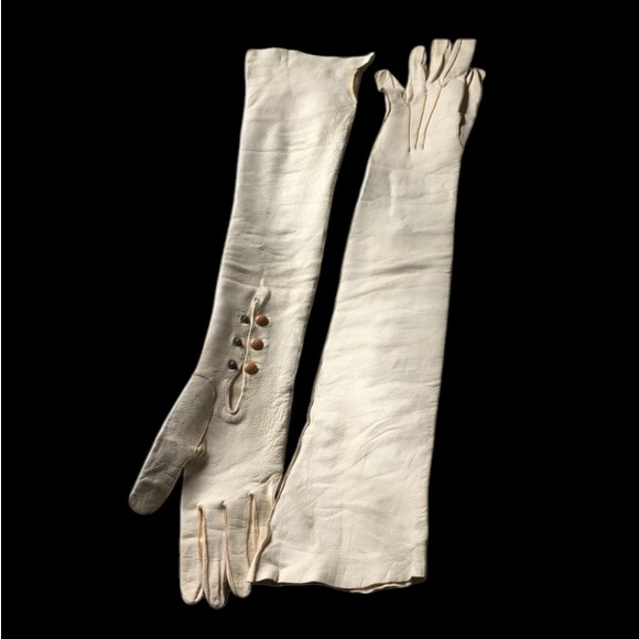Antique Kidskin gloves above the elbow - Size 6 1/2 - Very Soft Made in Italy - Picture 12 of 12